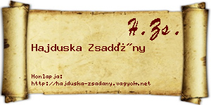 Hajduska Zsadány névjegykártya